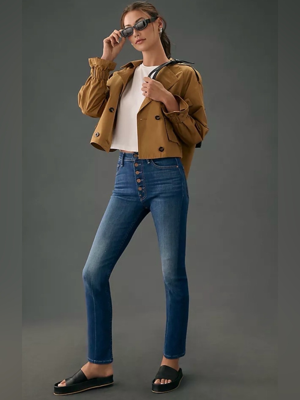 Mother The Pixie Rider Ankle High Rise Button-Fly Women's Jeans